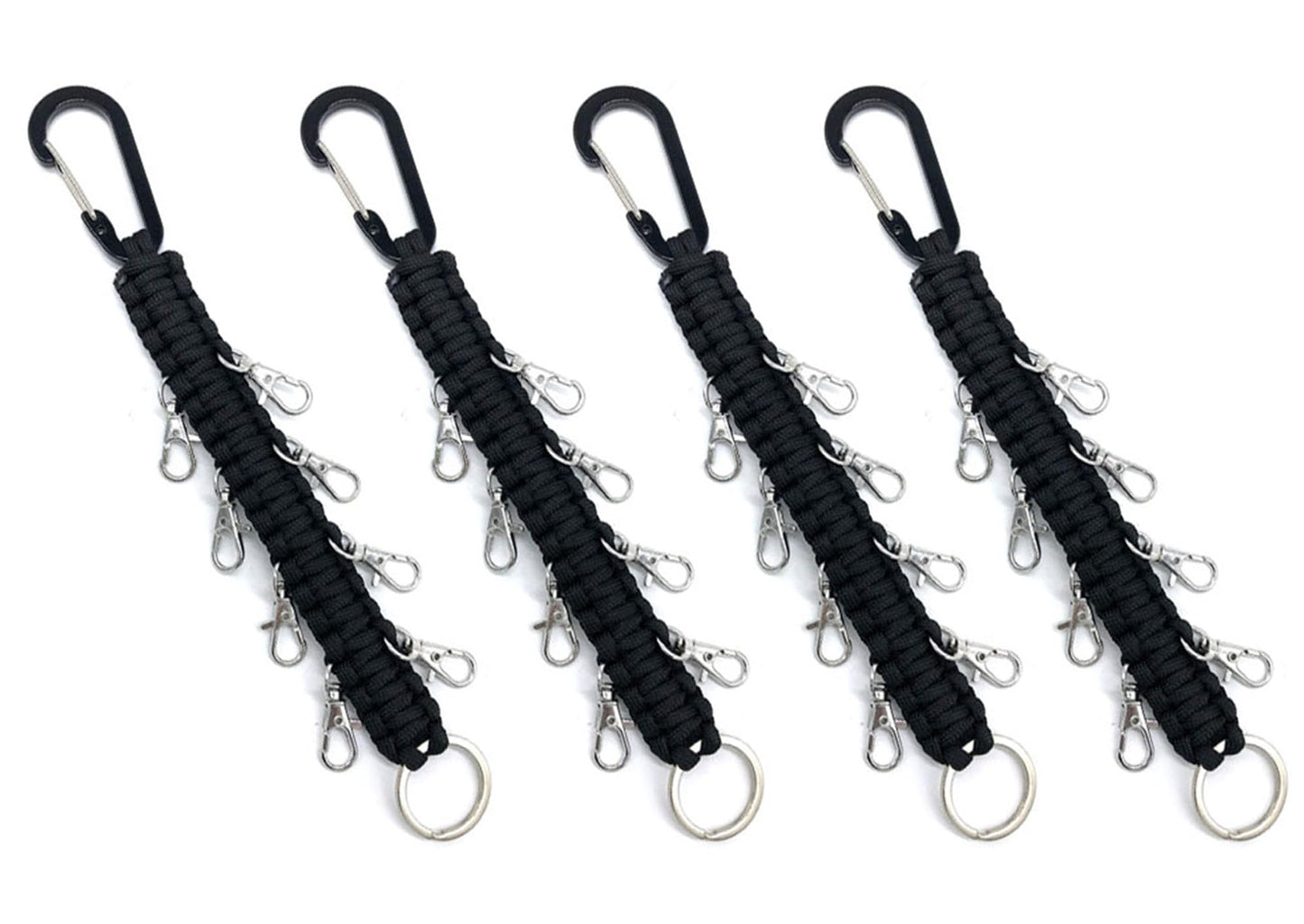 Forieru 4Pcs Cheer Bow Holders - Handmade Mountaineering Buckle For Teen Girls Cheerleading, Sports Backpack Accessories Organizer With 8 Hooks (Black)