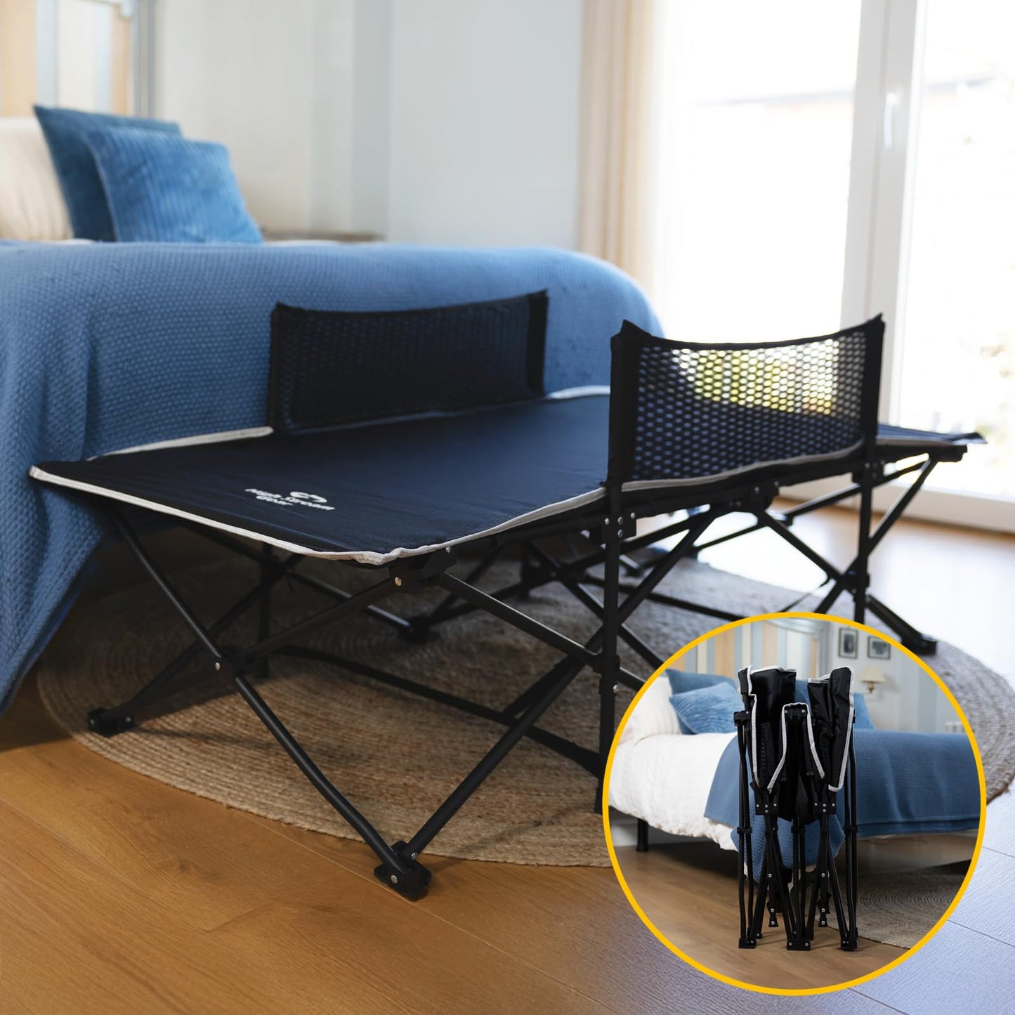 High Stream Gear Toddler Cot Bed: Kids Travel Camping and Portable Folding Cot, Great for Outdoors and Young Guests at Home. Comfortable Sleeping Bed Easy to Store and Use (Gray)