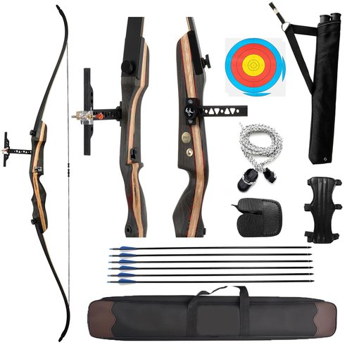 PMZ Recurve Bow and Arrow Set, Professional Aldults Archery Hunting Bow Kit, Ergonomic Design 67.5'' Takedown Bow for Youth Beginners Enthusiasts and Hunting, Right Hand 45lbs