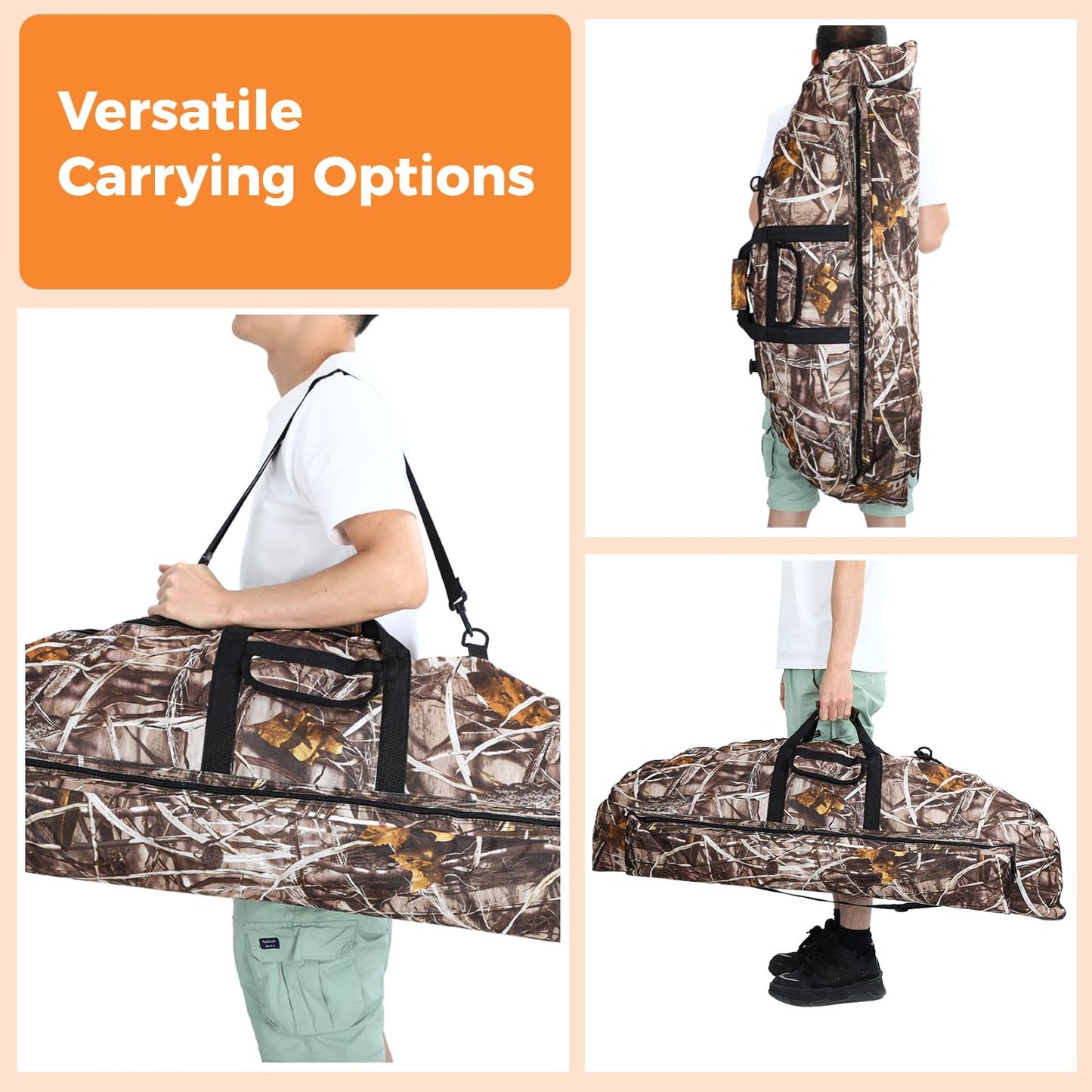 Compound Bow Case & Arrow Quiver, Multi-Pocket Bow Carry Bag for Archery Accessories, Protective Bow Carrying Case with Cushion Layer, Portable with Adjustable Shoulder Strap Back Straps Handles