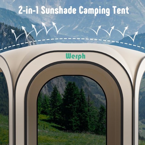 Werph Screen Tent Pop-Up, Portable Tent Canopy with Mesh Mosquito Net, Screen House Room Canopy Shade Screen Houese 10x 10 FT with Carry Bag for Patio, Backyard, Sports & Outdoors Activities, Beige