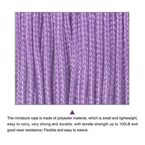 MECCANIXITY 1.18mm x 164 Feet Paracord Micro Cord Rope 100 LB Polyester Braided Cord Spool for Camping Outdoor Jewelry Bracelet, Light Purple