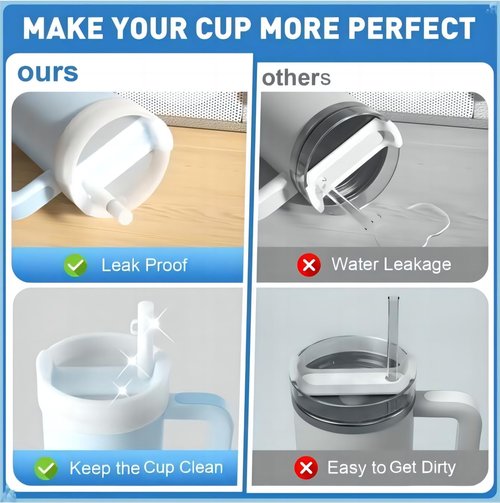 Straw Covers Cap Topper for Stanley Cup H2.0 40oz Tumbler Accessories Including Lid Cover Spill Stopper Leak Stopper Silicone 3 Pcs