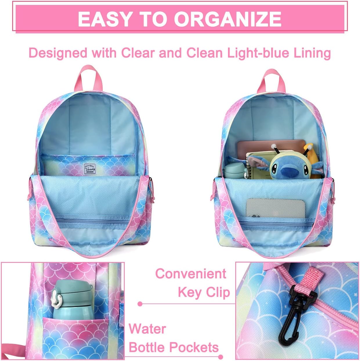 VASCHY Backpacks Handbags, Lavender, M
