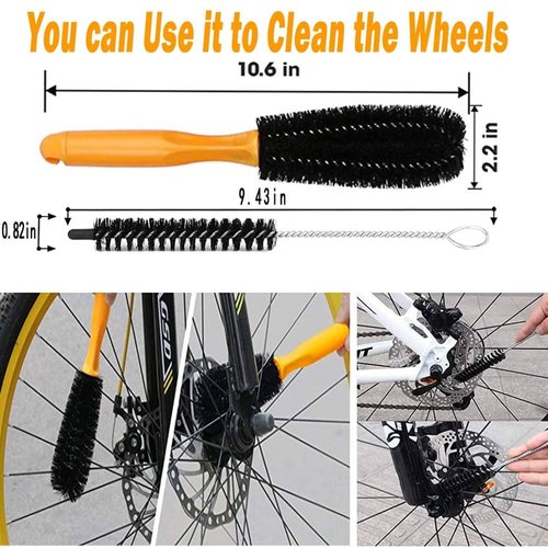 Qihengzhijia 7PCS Bike Cleaning Brush Tool Kit - Bicycle Chain Cleaner Brush Set Suitable for Dirt/Road/Mountain/BMX/Hybrid/Folding Bike
