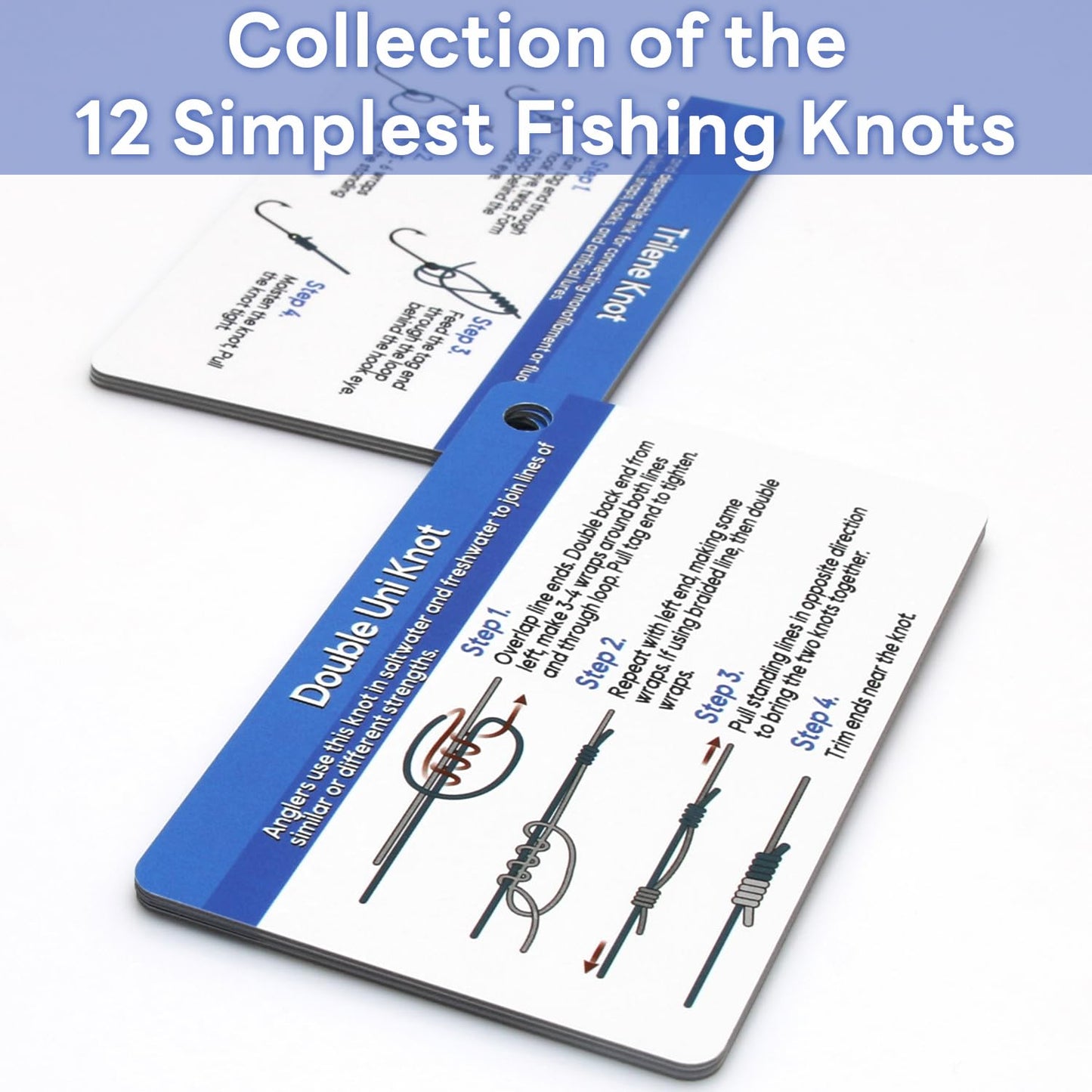Easy Fishing Knots - Step-by-Step Guide to Tying 12 Useful Knots & Comes with Mini Carabiner | Ideal for Novices