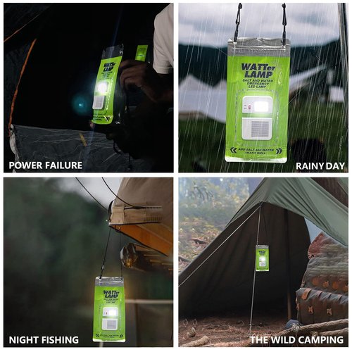 LED Camping Lantern, Portable LED Lanterns Salt Water Powered Emergency Light, Waterproof Camping Essentials Survival Gear for Power Outages, Hiking, Fishing & Hurricane (A Lanyard Included)
