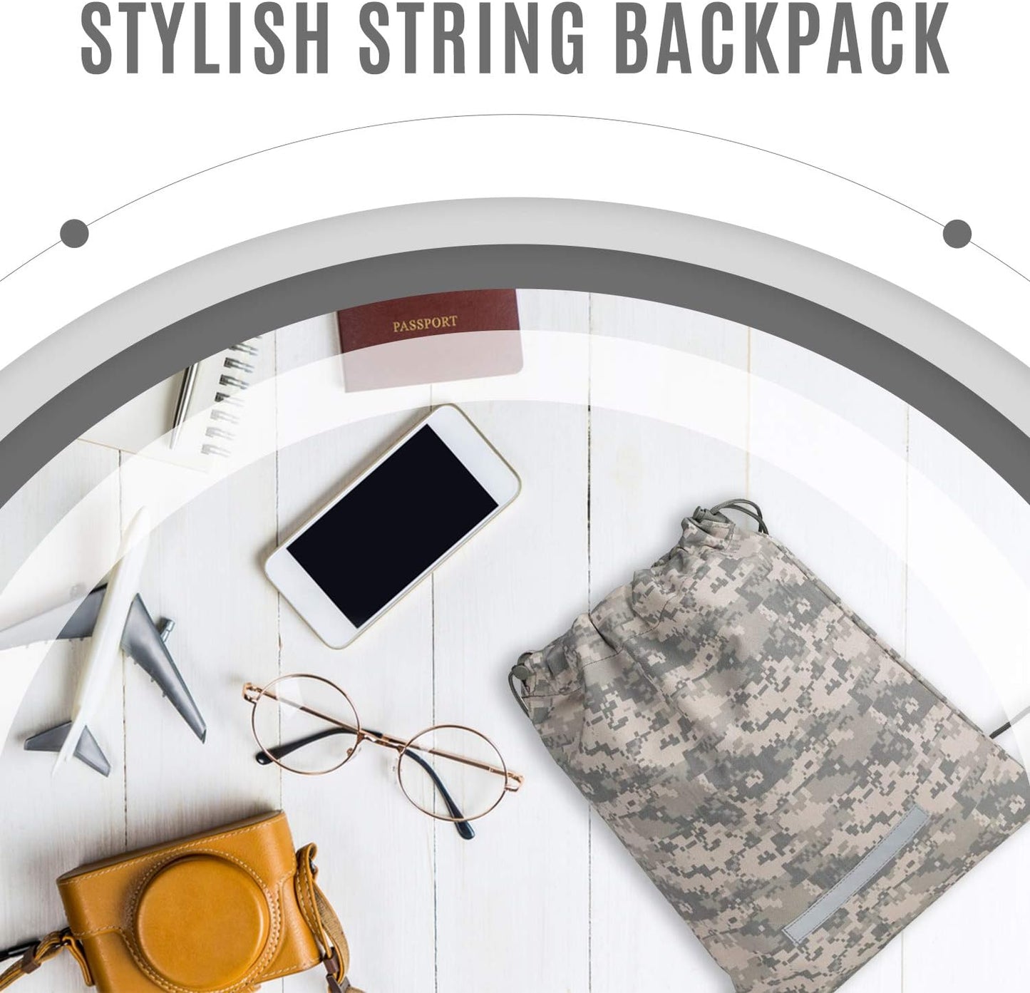 ImpecGear Heavy Duty Drawstring Backpack Digital Camouflage Army Navy Military Sack Bag (Pack of 1)