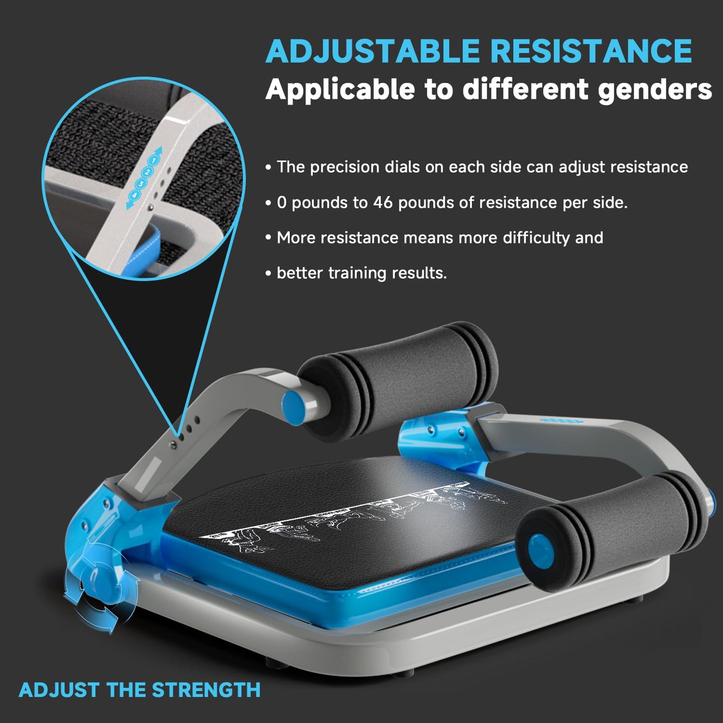 Ab Trainer/Crunch Machine, Ab Workout Equipment, 4 Adjustable Resistance, Sit Up Machine for Stomach Workout, 350 LBS Weight Capacity, Automatic Rebound,Fitness Equipment for Home