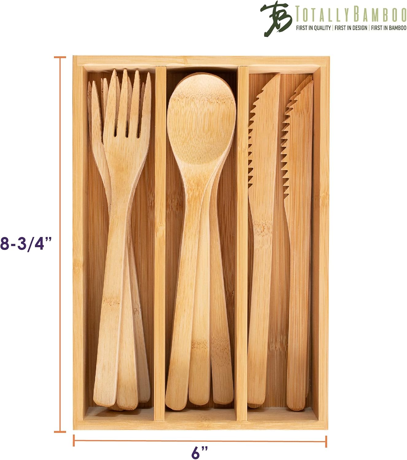Totally Bamboo 12-Piece Reusable Bamboo Flatware Set with Portable Storage Case, Dishwasher Safe