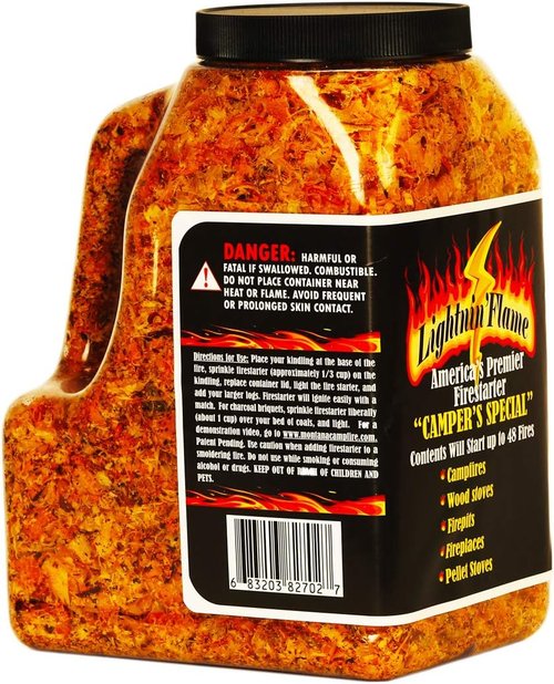 LIGHTNIN'FLAME Firestarter - All Natural Food Safe. 3 qts ignites 48 Fires