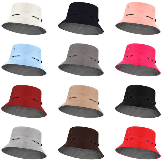 Didaey 12 Pcs Bucket Hat Summer Adjustable UV Protection Hat Bulk Wide Brim with Strings for Beach Camping Hiking(Bright Colors)