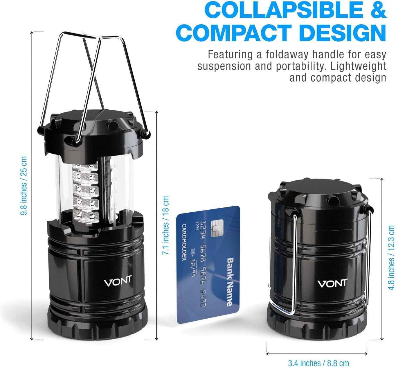 Vont LED Camping Lantern - Portable Emergency Light for Hurricane & Storm Survival, Collapsible & Battery-Operated