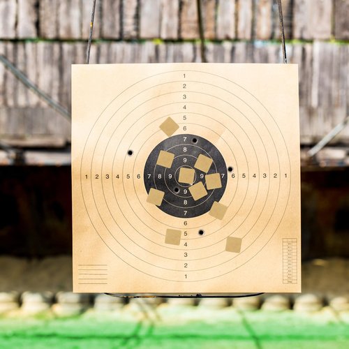 Guyuyii 0.87 Inch Self-Adhesive Target Pasters – 1/2/4 Rolls High-Visibility Square/Dots Target Stickers for Shooting Range, USPSA, IPSC, and IDPA Practice, Compatible with Cardboard and Paper