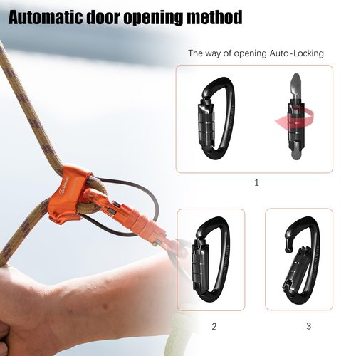 CAMNAL Heavy Duty Carabiner UIAA Certified Locking Carabiner 25KN (About 5620 lbs) Auto Locking Carabiner D Shape Carabiner Clip for Rock Climbing, Mountaineer, Aerial Work