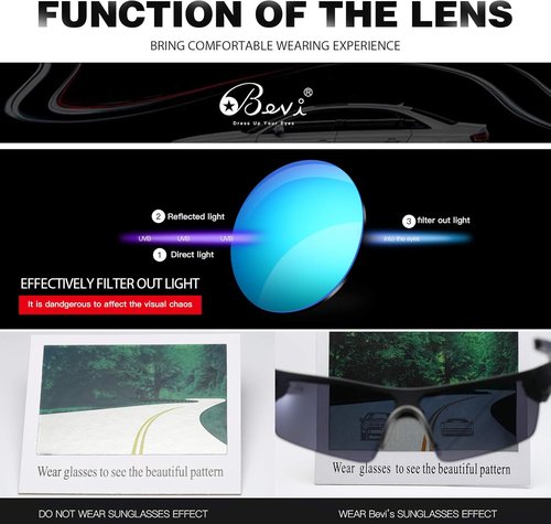 Bevi Polarized Sports Sunglasses TR90 Unbreakable Frame for Men Women Running Cycling Golf Baseball