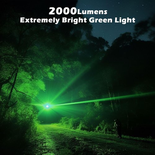 LUMENSHOOTER S20G Hunting Light, 2000Lumens Extremely Bright Predator Light Green Flashlight, Green Light for Hunting Deers, Coyotes, Coons, Hogs, Varmints