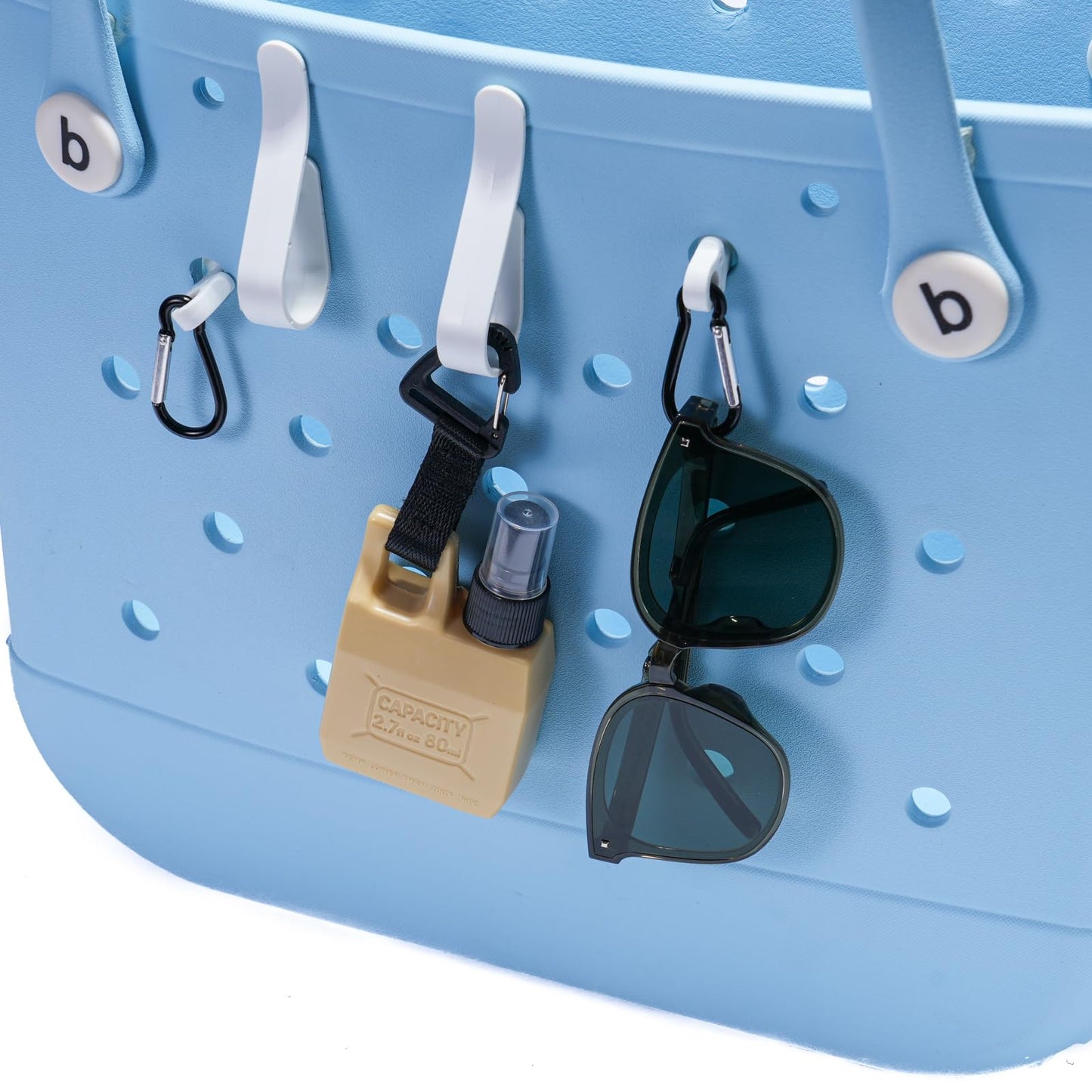 Generic 4Pcs Hooks Set Compatible for Bogg Bag, Insert Carabiner Key Chain Holder Charms for Bogg Bags, Compatible for Small & Large Beach Bags, Organize Valuables Accessories for Bogg Bags, White