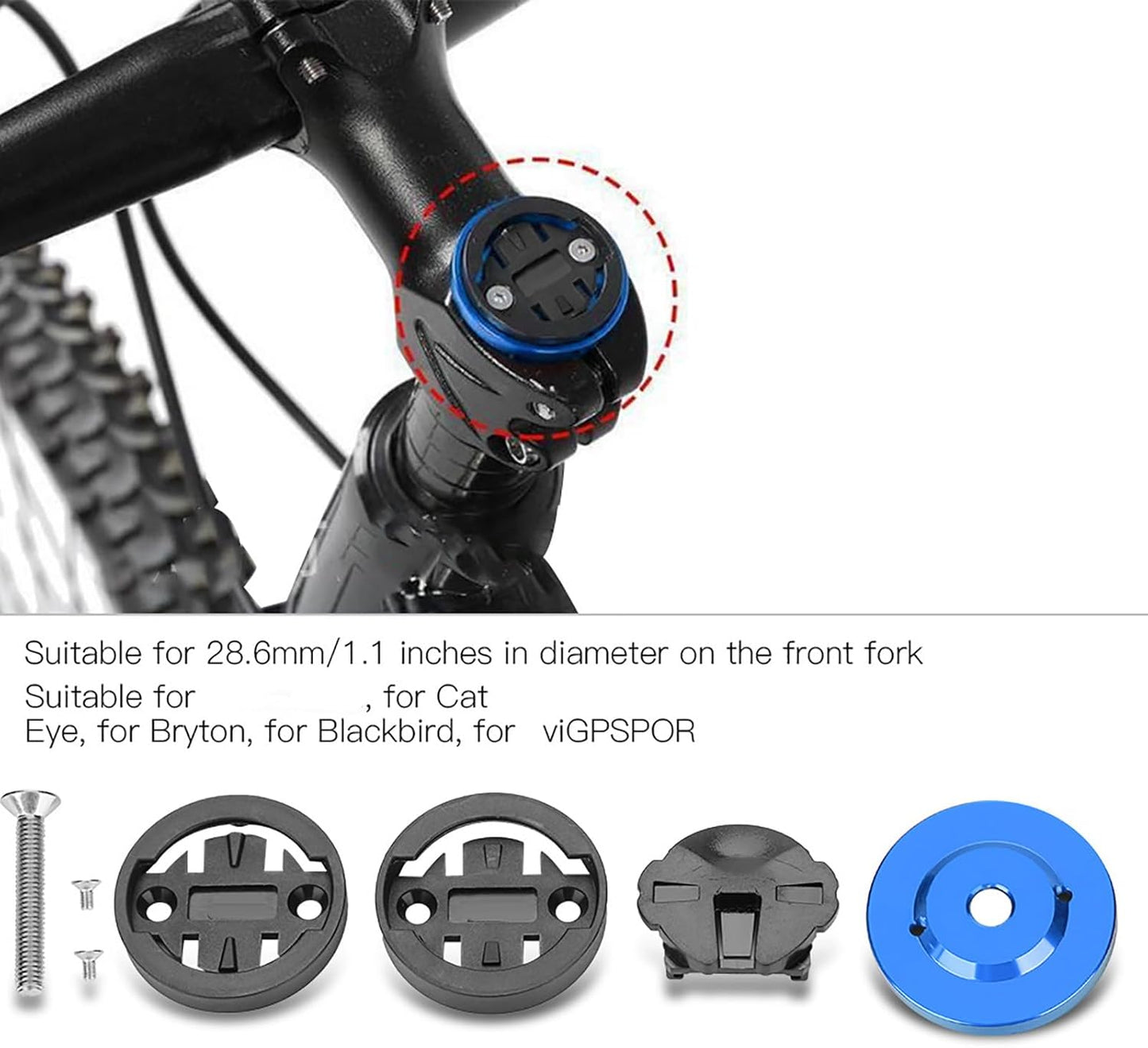 Road Bike Computer Holder Stem Top Cover Stopwatch GPS Speedometer Mount (Blue) Bike Stem Mount Stem Mount