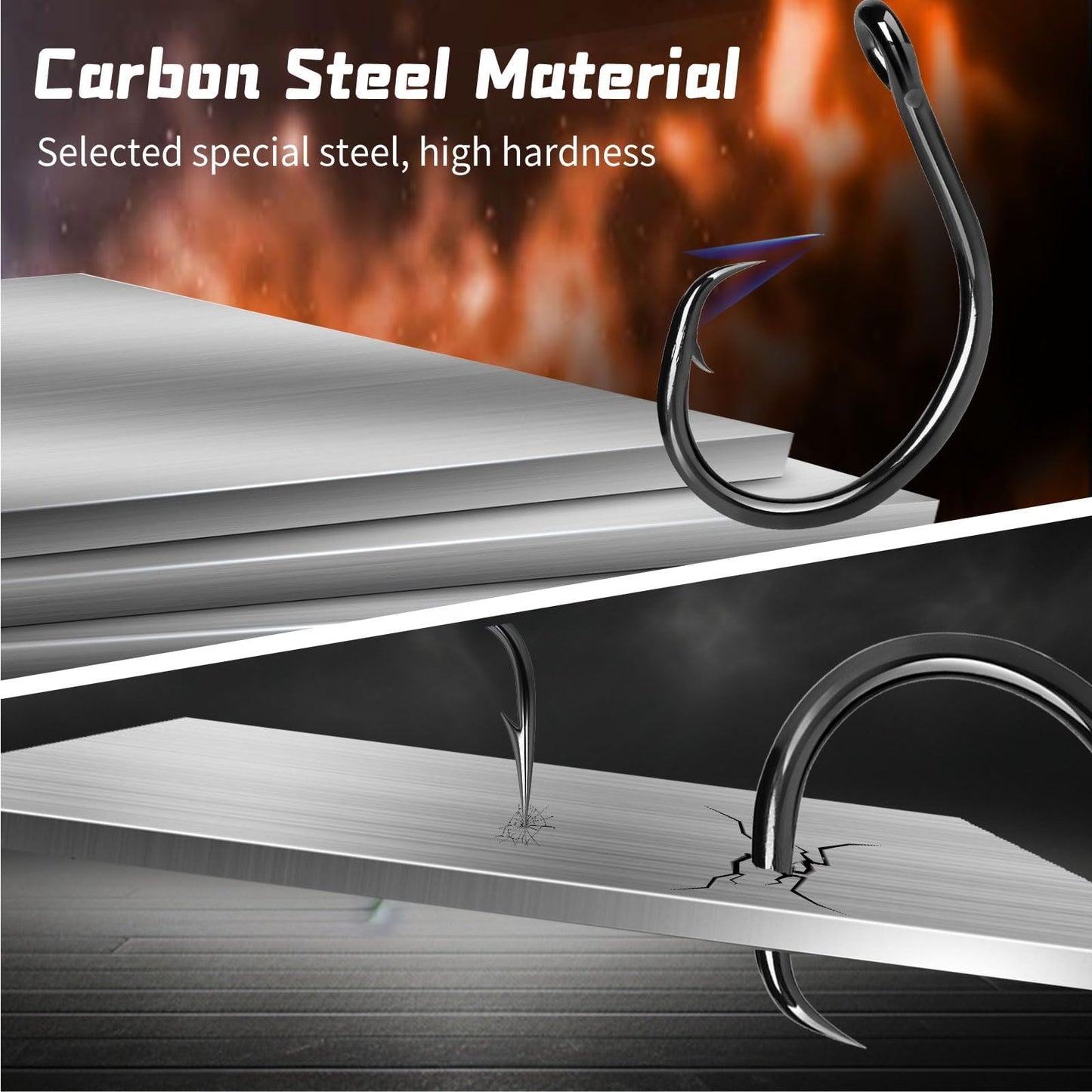 FishTrip Circle Hooks Saltwater 25pcs,in-Line Circle Fishing Hooks 5X Strong for Catfish,Black/High Carbon Steel/Non-Offset/Closed Eye/Wide Gap for Striped Bass Salmon (Size 2/0)