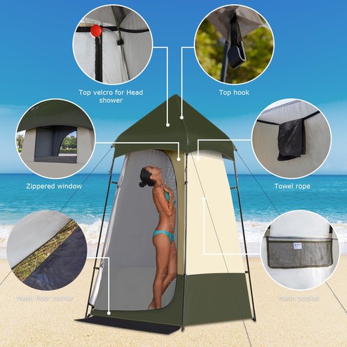 Leader Accessories 6.9 FT Portable Camping Shower Tent Outdoor Changing Room Privacy Tent for Camping, Toilet, Shower(Green)