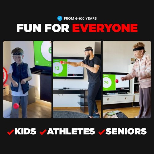 Boxbollen® Boxing Reflex Ball – Celebrity-Endorsed Reaction Trainer | App-Connected Punch Counter | Fun Fitness for All Ages | Improve Coordination & Agility | Ideal Gift for Home Workouts (Black)