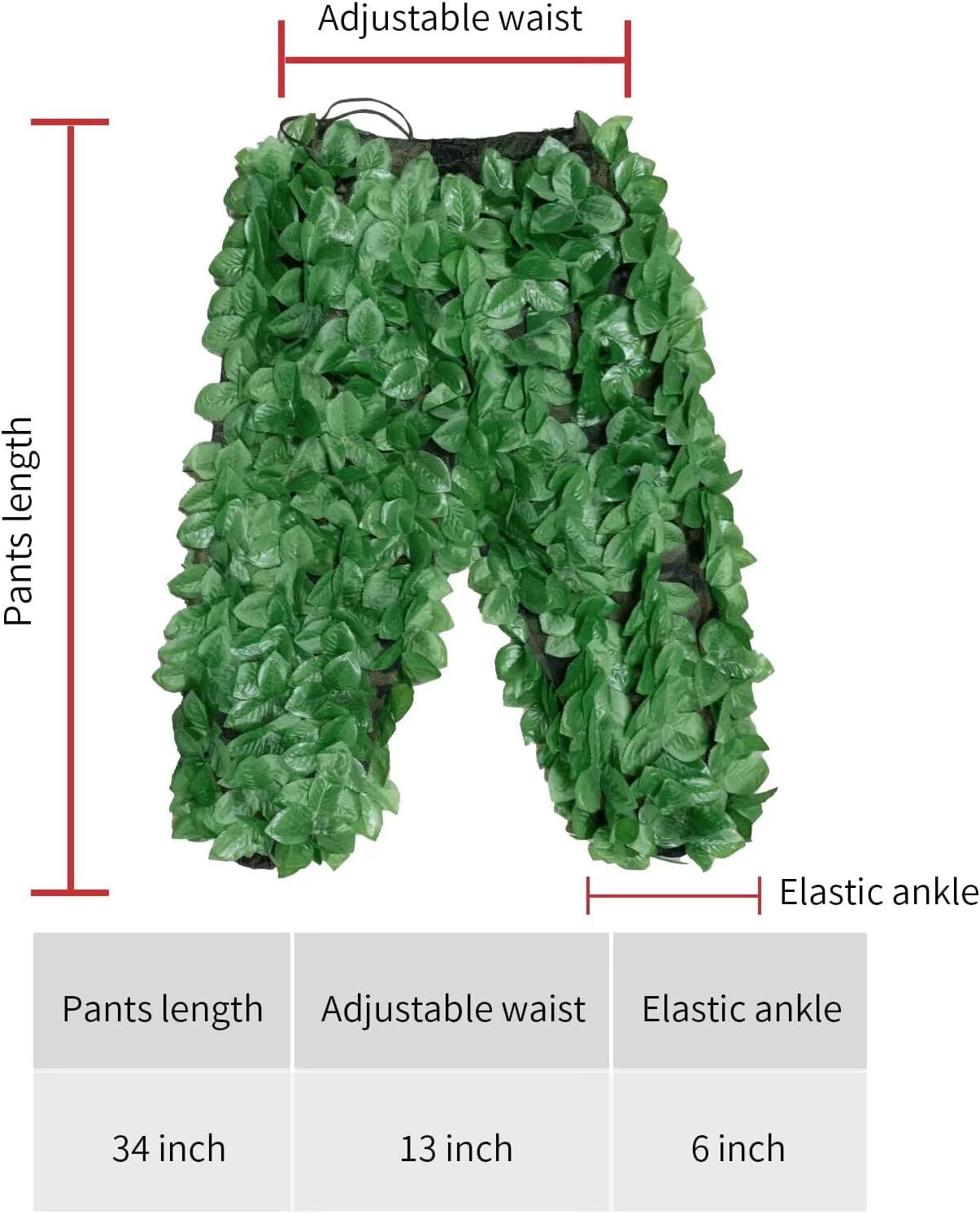 HYOUT Hooded Ghillie Suit Camo Suit Woodland Forest Military 3D Green Leafy Clothing Costume for Jungle Halloween Party