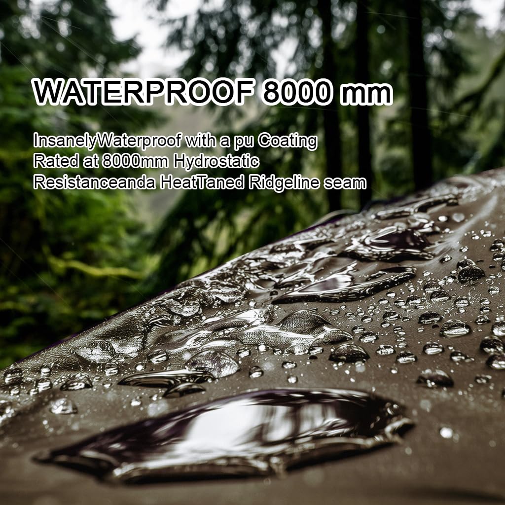 GOLDCAMP Waterproof Camping Tarp，70D Nylon 10X10FT Hammock Rain Fly ，UV 50+ and PU15000mm Tent Tarp Shelter Canopy，Heavy Duty Multifunctional Sun Shade or Rain Fly Essentials for Hiking Backpacking