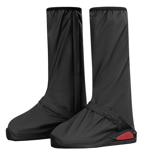 iCreek Waterproof Shoe Covers Reflective Rain Boot Foldable Non-Slip Protective Overshoes for Rainy Day, Hiking, Outdoor (Black, Medium)