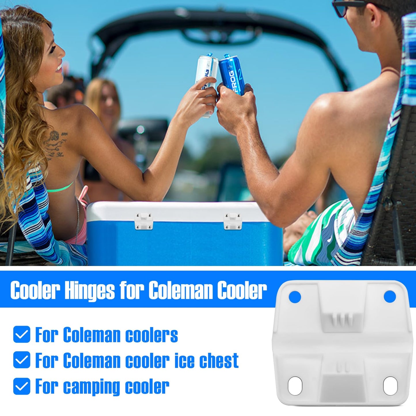 Cooler Hinges Replacement for Coleman Xtreme Cooler Hinges Coleman Ice Chest Hinges, Ice Chest Cooler Parts, for Rubbermaid Cooler Parts, 6 Pack