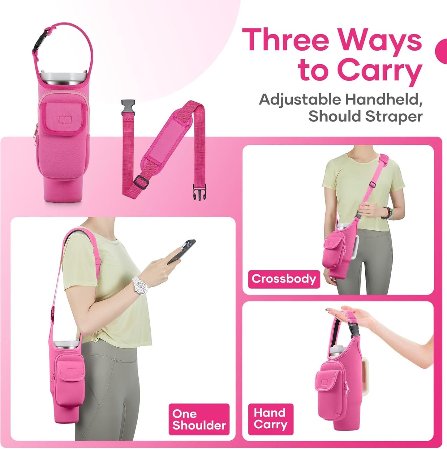 Insulated Neoprene Carrier Bag for Stanley 40/30oz Tumbler | Phone & Flap Pockets