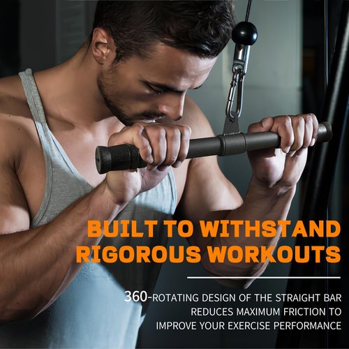 Berufexp Straight Bar, Pull Down Bar 360 Rotating, Lat Pulldown Attachments Cable Attachments For Gym Cable Machine Attachment, Tricep Press Down Curl Bar, Strength Training Cable Attachments