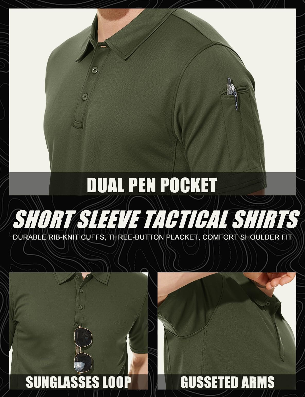 MAGCOMSEN Polo Shirts for Men Short Sleeve Golf Shirts Summer Casual Tactical Polo Shirt for Men Army Green M