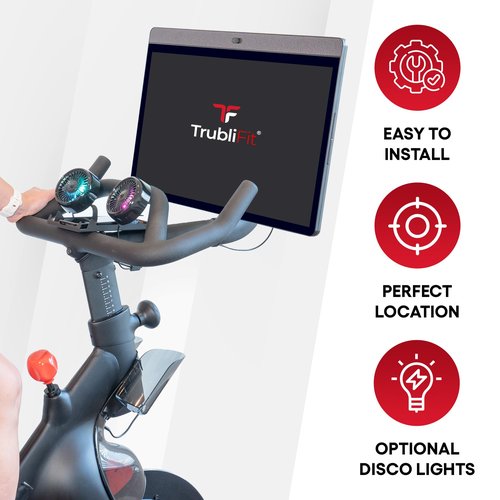 Dual Bike Fans with Phone Tray for Peloton Bike - All-Metal Phone Holder - No Batteries Required - Accessories for Peloton Bike