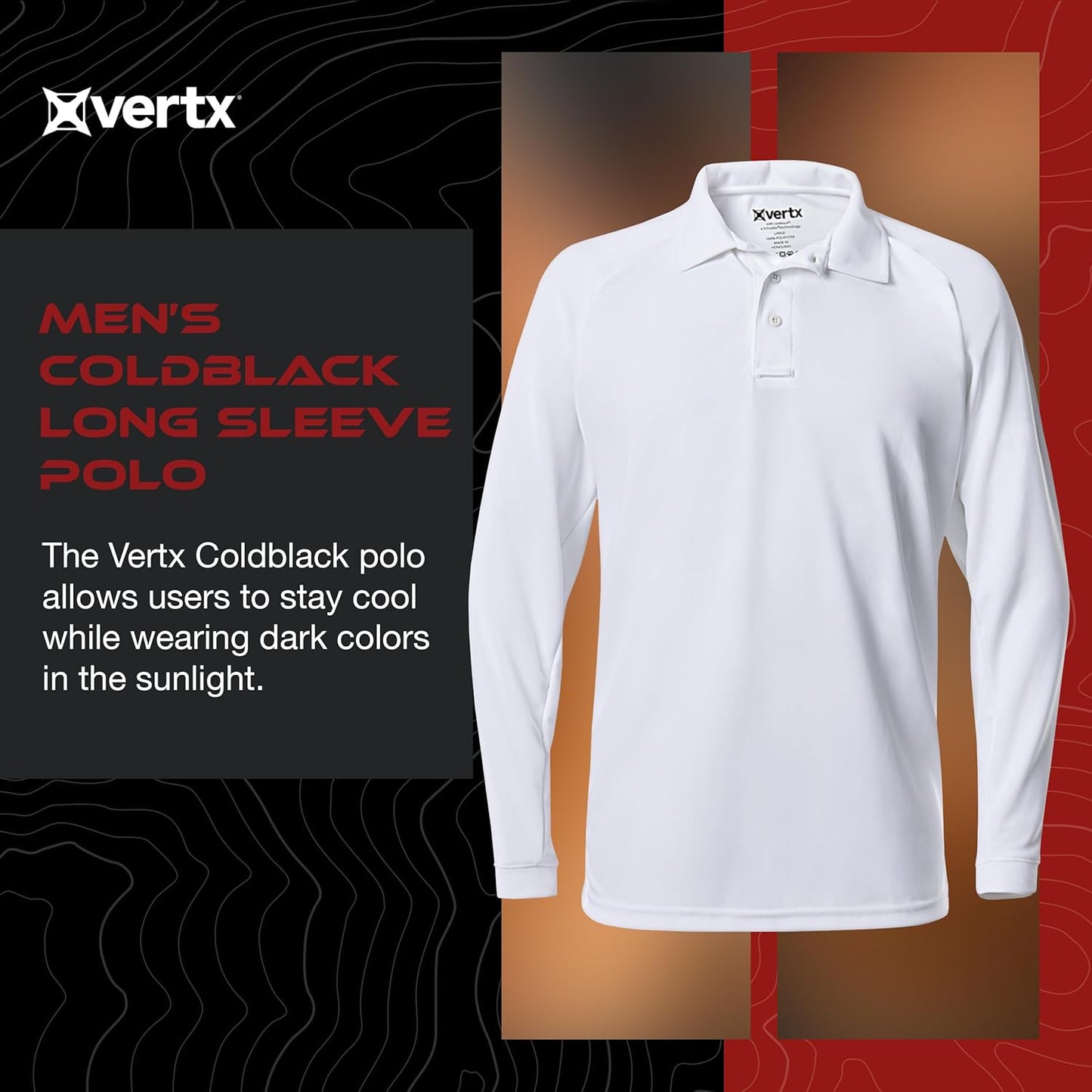 Vertx Mens Tactical Polo Shirt, Long Sleeve T-Shirt, Breathable, Tactical Clothing Gear, Police, Security, Relaxed Fit