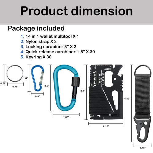 Small Carabiner Clip Keychain Keyring - Pack of 25/66 Carabiner for Keys 3" + 1.8" Keychain Clip, Locking carabiners, Keyring, Nylon Webbing, Wallet Tool for Camping, Hiking, Travel Outdoor (66)