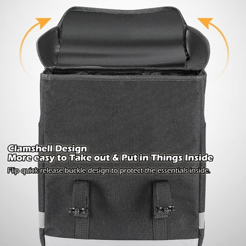 BAIGIO Bike Double Pannier Bags Waterproof Bicycle Rear Seat Panniers Pack with Reflective Stripe
