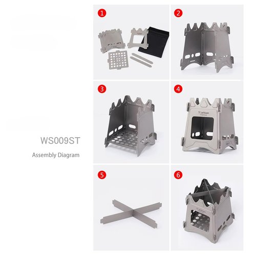 Titanium Wood Burning Stove, Camping Stove, Foldable Titanium Portable Backpacking Stove for Outdoor Camping Picnic BBQ