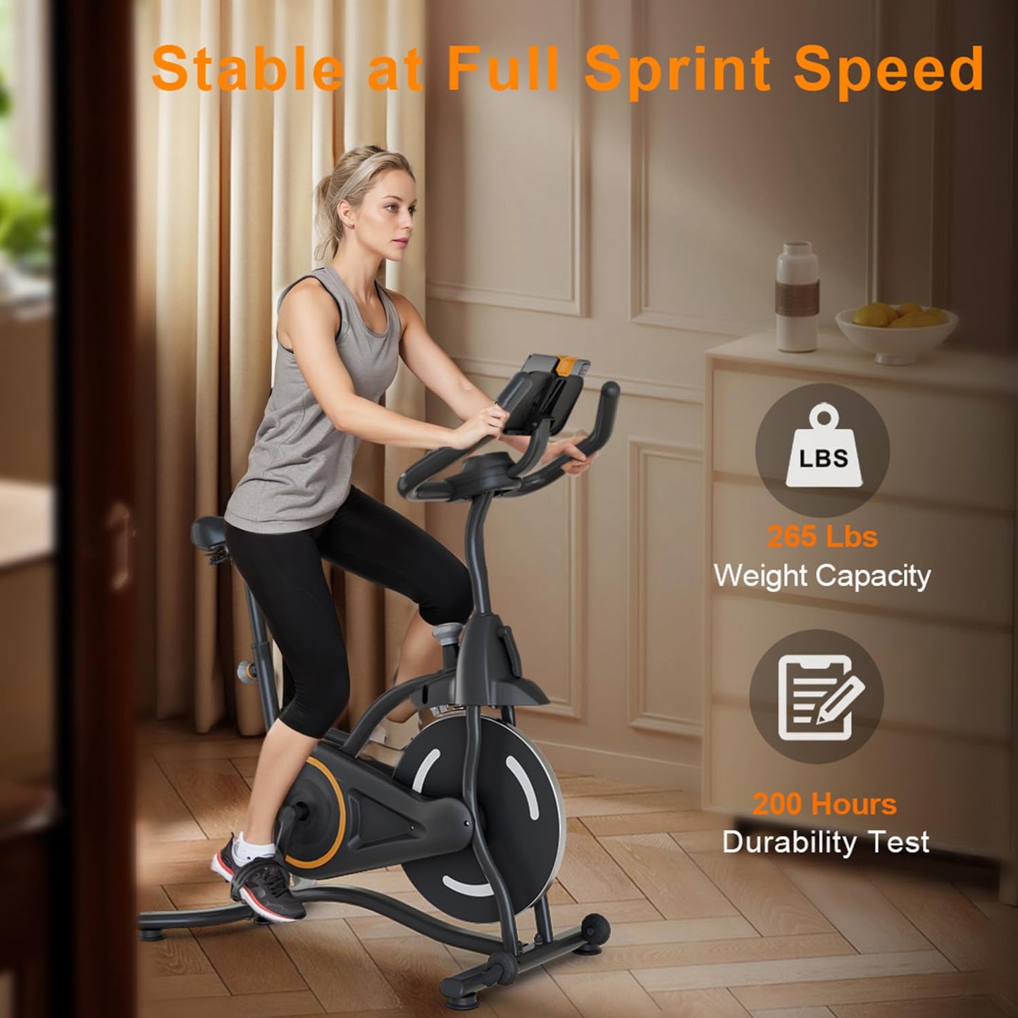 Exercise Bike,Stationary Bikes for Home,Adjustable Workout Bike, Professional Exercise Bikes for Home, Efficient Workout Bike with Smartphone Mount & Digital Pulse Display