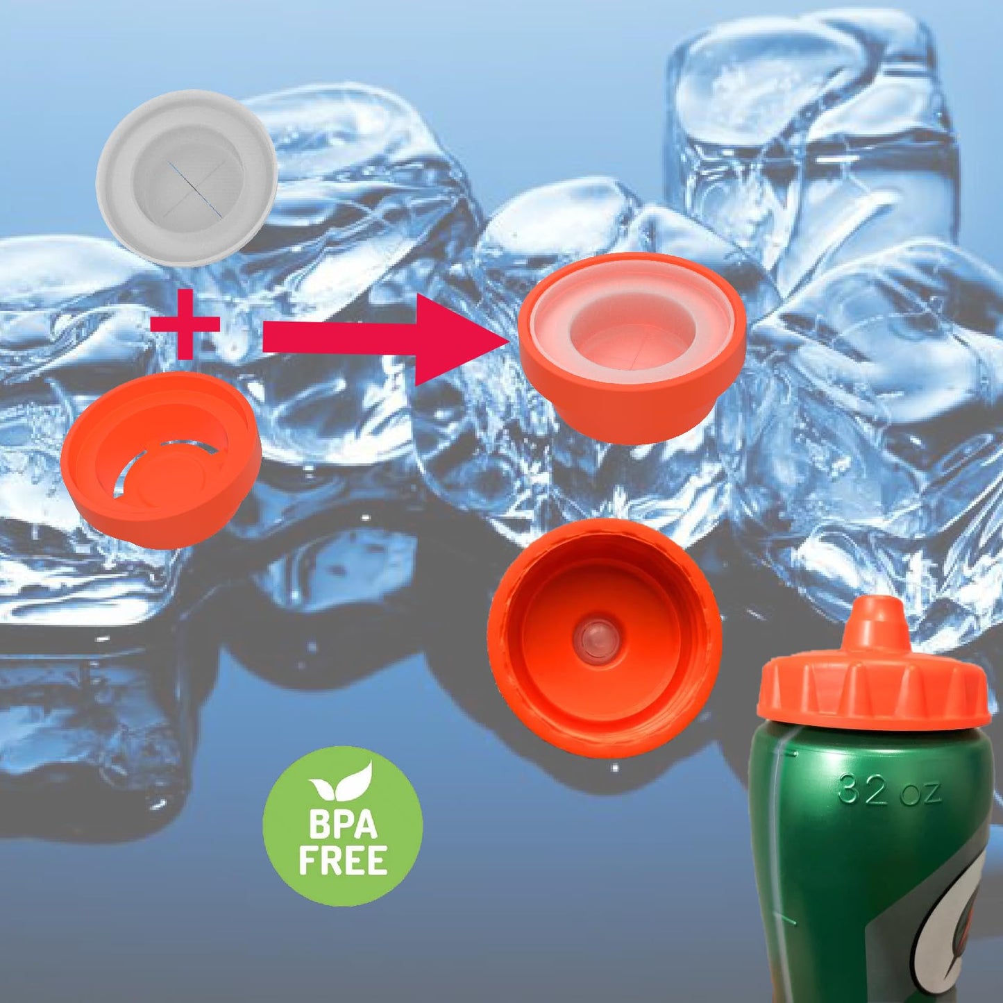 Aufuga 5 Pack Replacement Valves & Silicone Valve Lid Gaskets for Gatorade Water Bottles - Compatible with GX 30oz and Squeeze Bottle 32oz (5, Orange)
