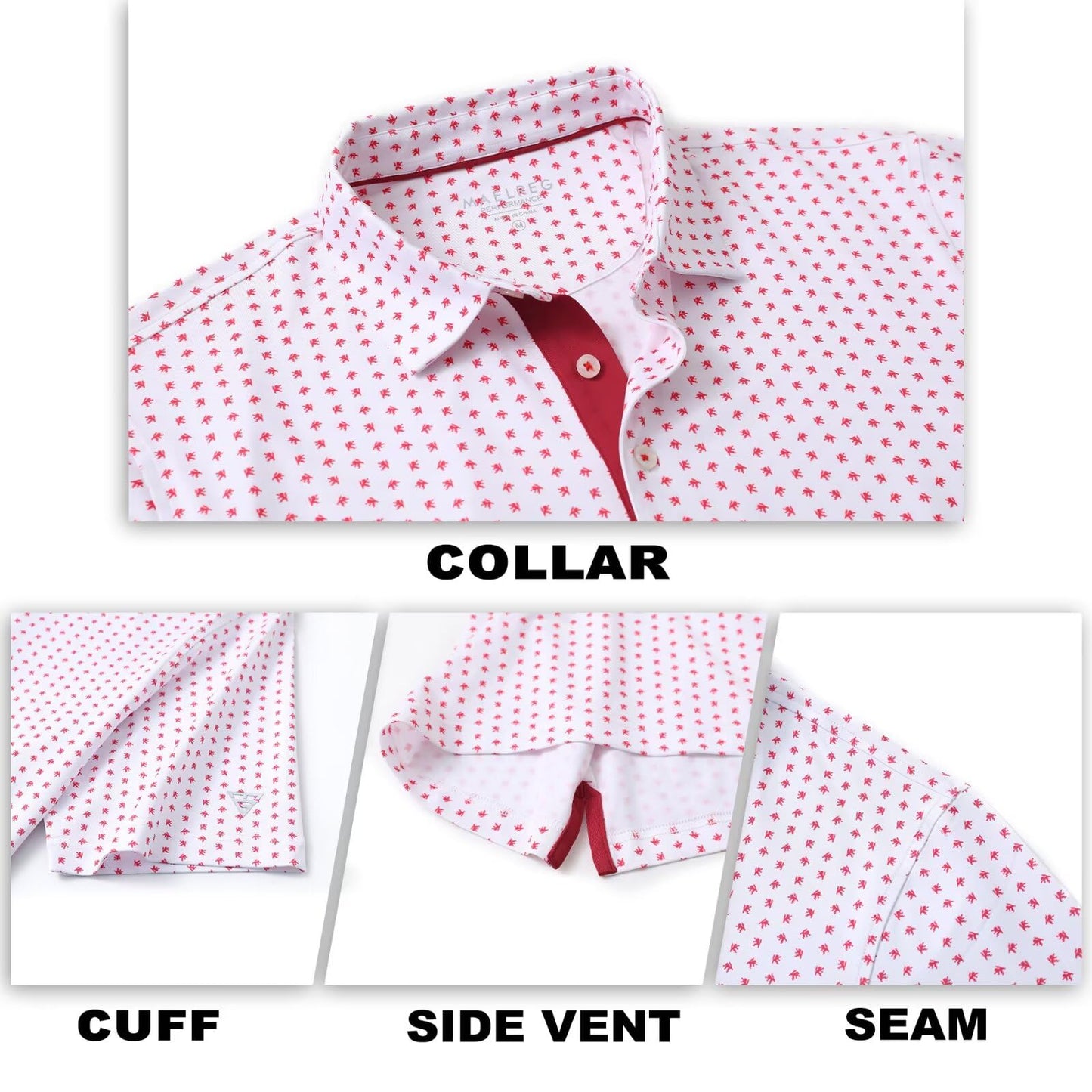 M MAELREG Polo Shirts for Men Quick Dry Fit Short Sleeve Performance Moisture Wicking Print Men’s Golf Shirts