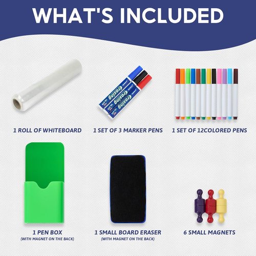 Magnetic Whiteboard Contact Paper 39" x 18"- Peel and Stick whiteboard, Easy to Erase and Write, Adhesive Magnetic Dry Erase White Board Sticker for Wall, Perfect for Home and Office,Kitchen,playroom