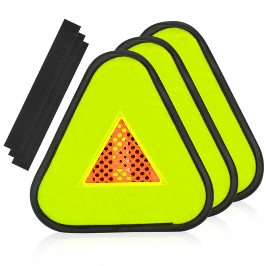 1 Pack 7 * 7inch Reflective Yield Symbol Bike Triangle Sign With Magic Adhesive Strap for Night Safety