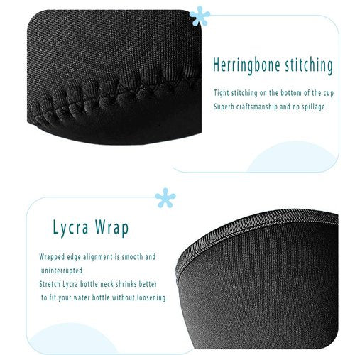 RYXCGXJ 2 Pack Sleeves for 32oz Cirkul Water Bottles with Strap，Neoprene Sweat Absorbing Material，Fitted Design（Black） (Black)