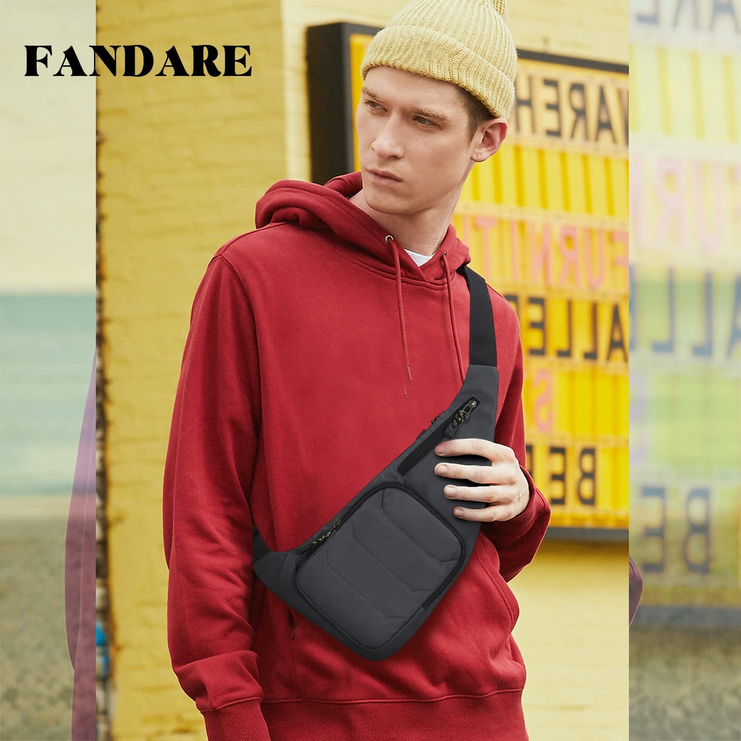 FANDARE Ultralight Sling Bags Outdoor Hiking Daypacks Chest Shoulder Bag Men Crossbody Bags Women Waist Bag Cover Pack Rucksack for Travel Hiking Bicycle Sport Gym Daypacks Small Daypacks Grey B