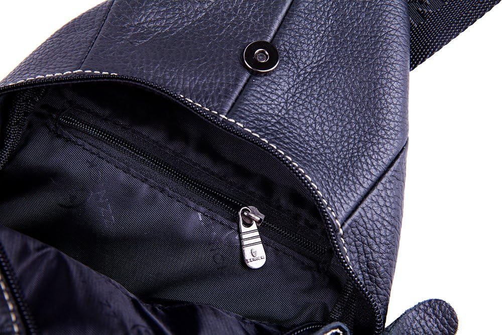 Chrysansmile Sling Bag for Men Black Crossbody Bags for Women Genuine Leather Cross Body Bag Mini Backpack for Travel Outdoor