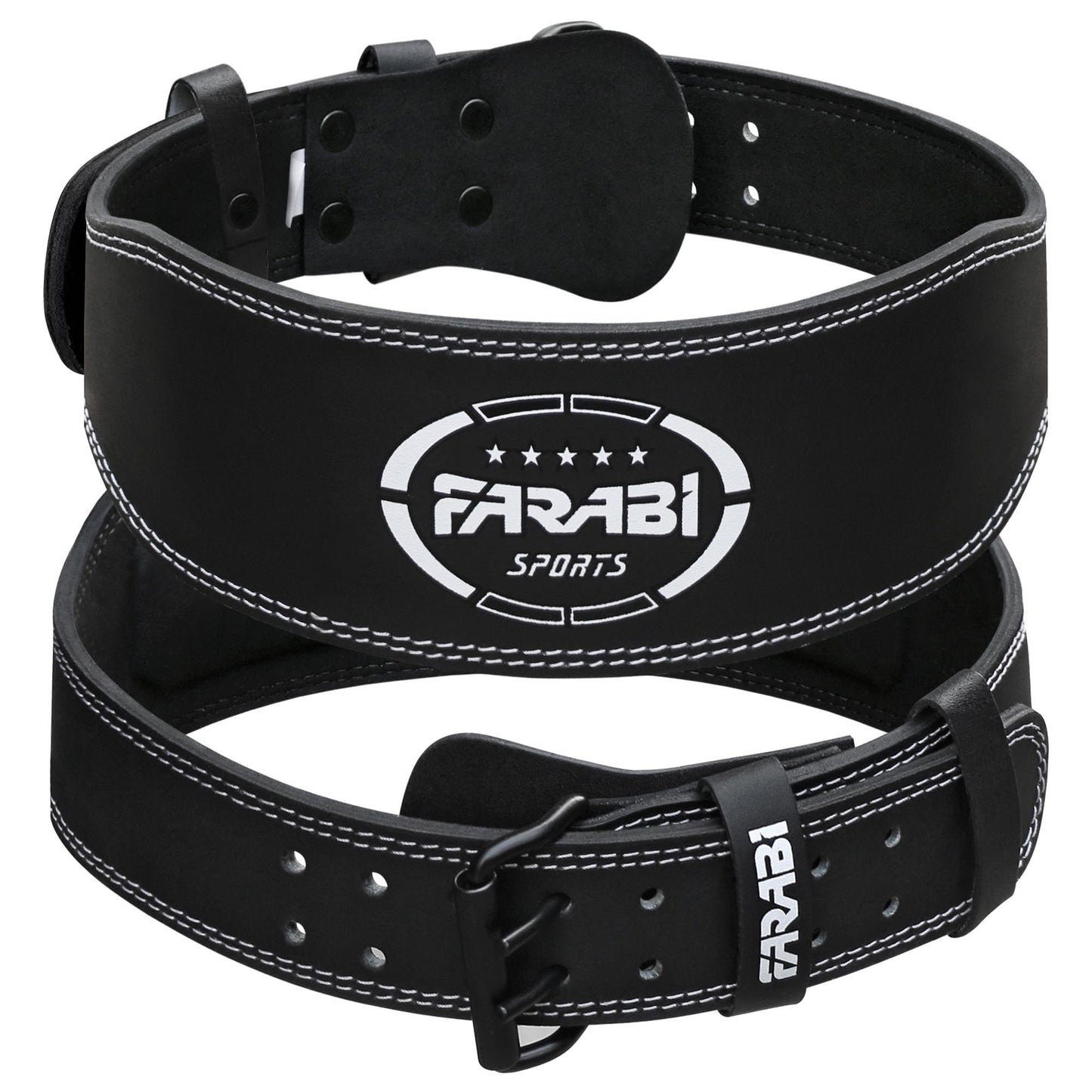Farabi Sports Powerlifting Belt 100% Genuine Leather Weight Lifting Belt 4" wide Gym Belt Men and Women Weightlifting Belt for Gym Training Bodybuilding and Workout belt (Black, Medium)
