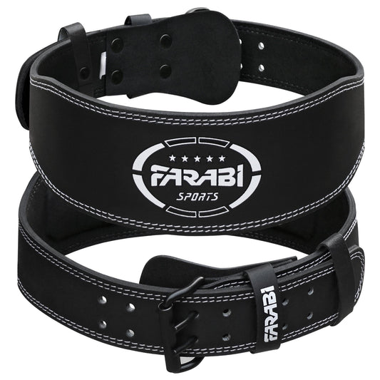 Farabi Sports Powerlifting Belt 100% Genuine Leather Weight Lifting Belt 4" wide Gym Belt Men and Women Weightlifting Belt for Gym Training Bodybuilding and Workout belt (Black, Medium)