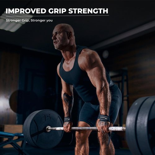 YAGHZU Lifting Straps for Weightlifting, Bodybuilding, Powerlifting, Strength Training, & Deadlifts - Padded Neoprene 21 inch Cotton Lifting Wrist Straps, Gym Wrist Straps for Weight Lifting (Black)
