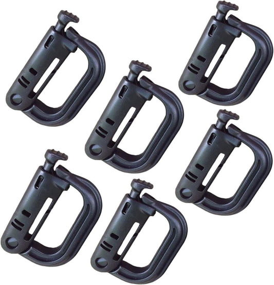 Jadedragon Multipurpose Tactical 360 Rotation D-Ring Clips/Locking Carabiner/Hydration Tube Clips/Elastic String Strap Management Tool for MOLLE Webbing Attachment Backpacks